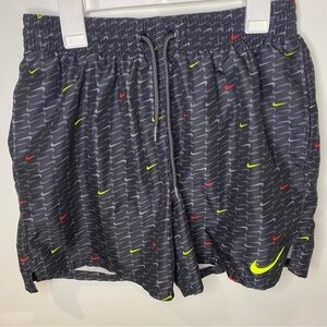 Nike Black/Grey/Red/Yellow Swoosh All Over Men’s Swim Trunks- Small